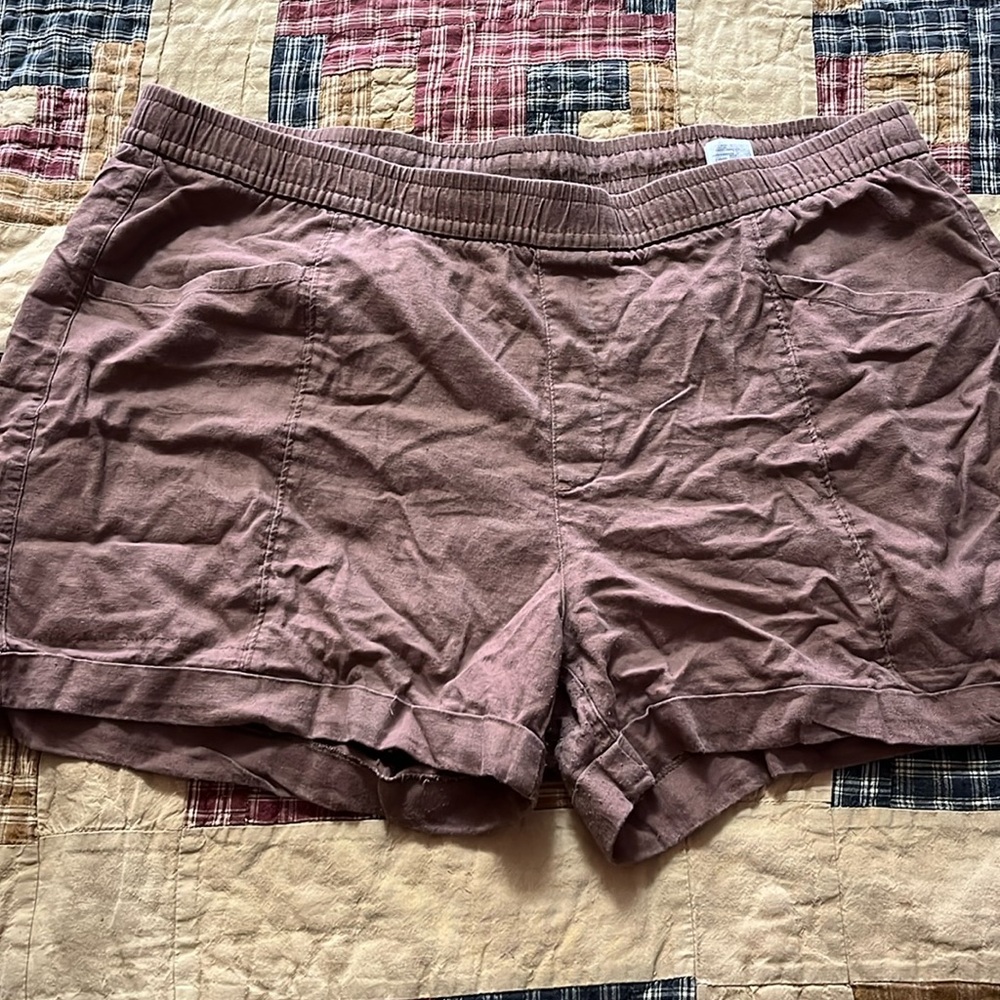 Brown linen shorts